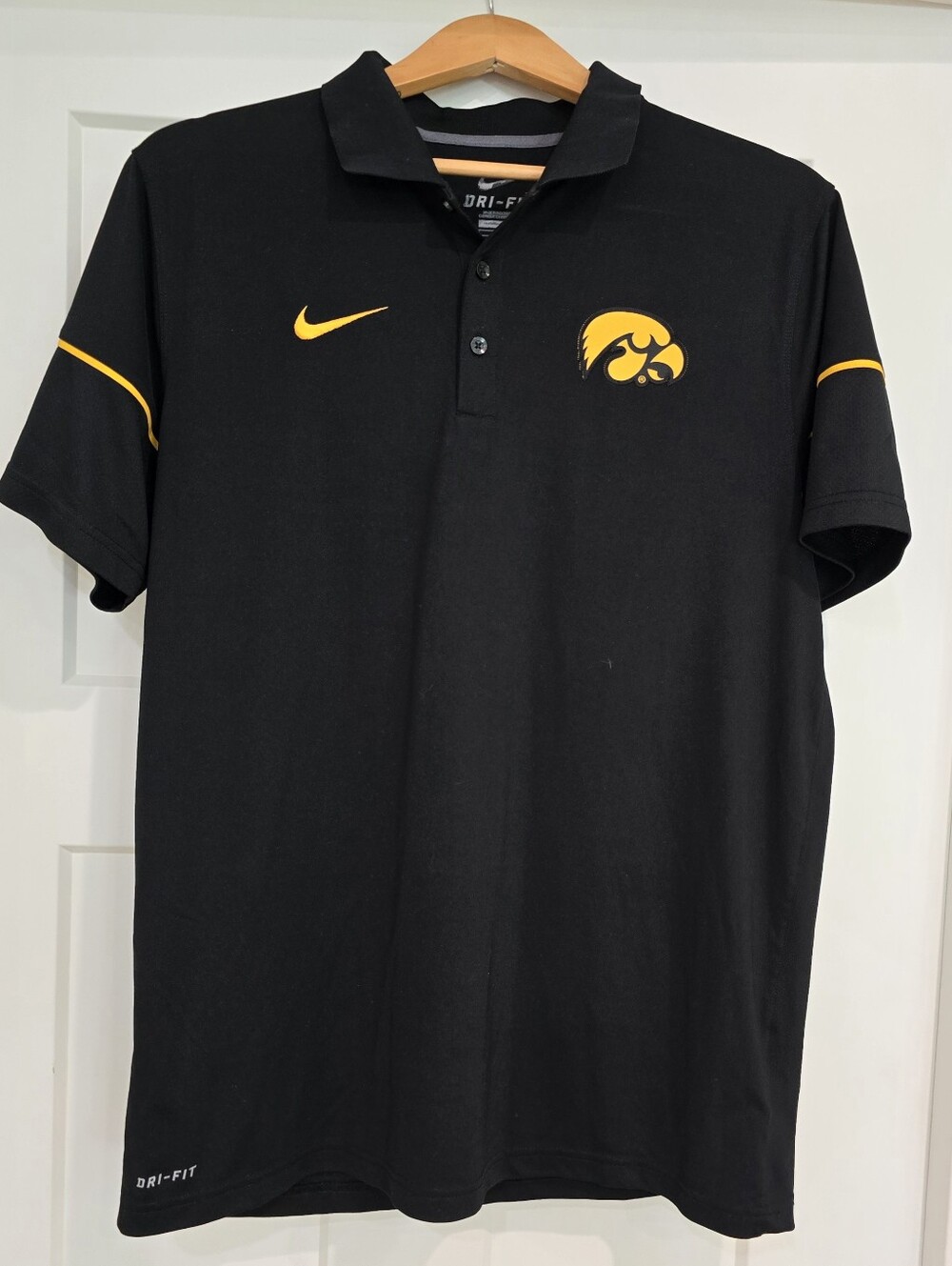 Nike Dri Fit Iowa Hawkeyes Sports Fan Black Coaches Athletic Polo Men's Large